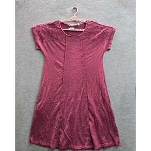 Soft Surroundings Women Dress M Pink Embroidered Scoop Neck Pullover